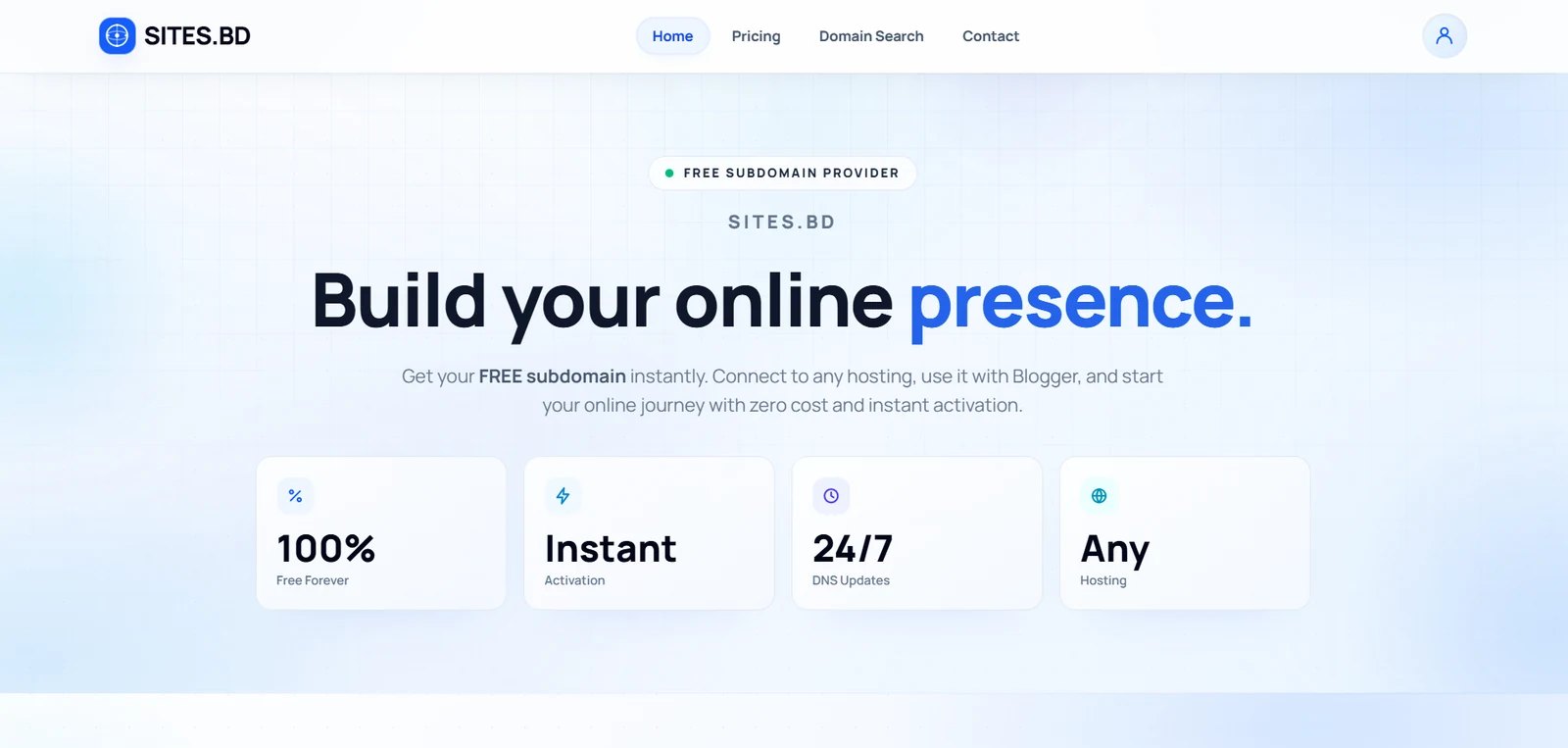 Live website screenshot of SITES.BD